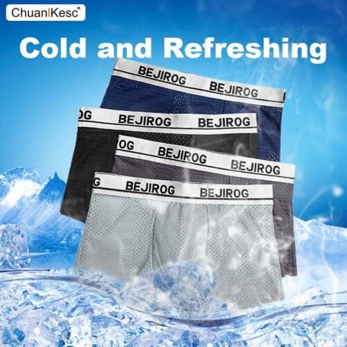Mens Underwear Summer Refreshing Mesh Hollow Boxer Ice Silk New Style Hot Sale Of Youth Sports Shorts