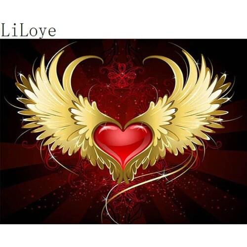 LI LOYE DIY diamond painting wing Love heart pattern 5D cross stitch crystal rhinestone set full Drill embroidery picture FZ465
