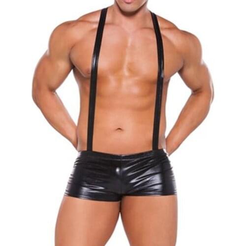 CFYH 2019 Men Underwear Faux Leather Boxer Male Sexy Black Shorts cueca boxer mens panties thin breathable underpants