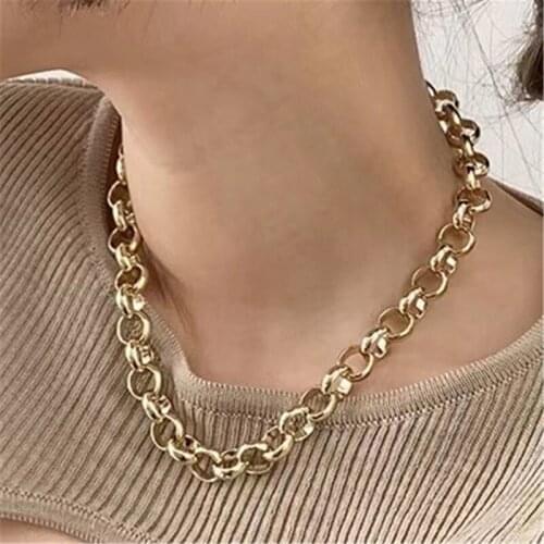 New Punk Big Chains Chokers Necklaces for Women Vintage Metal Circle Choker Statement Necklace Goth Jewelry 2020