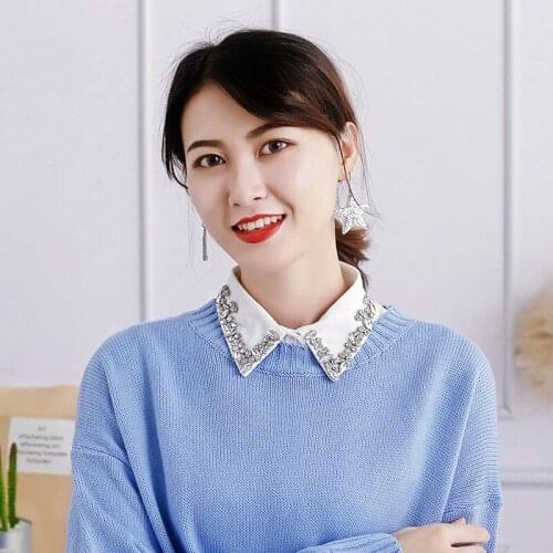 New fragrance gorgeous wild shirt tie drill collar All-match bird white white removable Bottoming half-length decorative collar