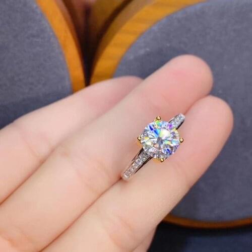 Engagement ring crackling moissanite ring for women jewelry real 925 sterling silver 1 carat gem shiny party gift