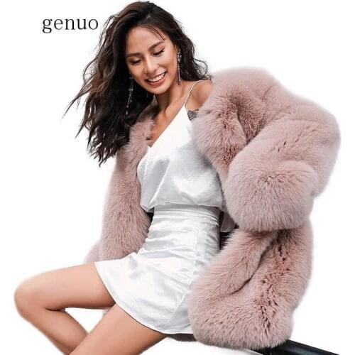 Faux Fur Coat Winter Women Natural Whole Skin Fox Fur Coats Classic Faux Fur Long Coat