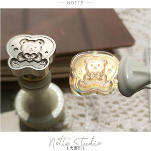 Notte Bear Stamp Head Retro Wax Seal Heads DIY Taiyaki Chocolate Daisy Stamps Postage Journal Package Date Wedding Gift Envelope