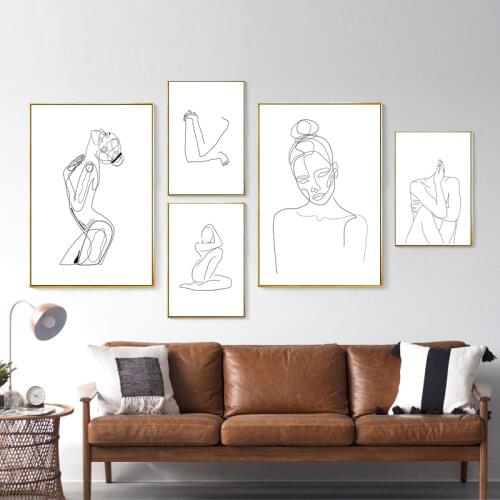 Naked Women Body Posters And Prints Sketch Drawing Figure Picture Wall Art Canvas Painting Modern Abstract Minimalist Home Decor