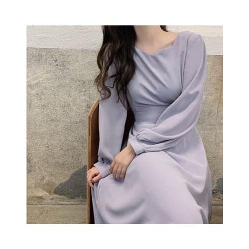 S-XL Plus Size New Spring Dress Girls Boho solid Female Vintage Dress Party oversize long Sleeve Women Dresses Robe Vestido