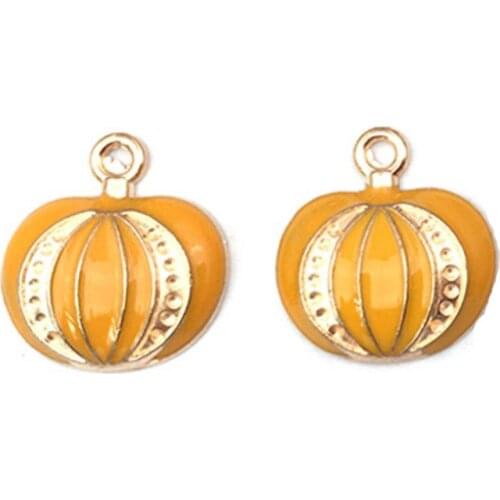 Pendants For Jewelry Pumpkins Halloween Bulk Items Wholesale Charms Enamel Gold Tone Metal DIY Fashion 22*20mm Accessories 10pcs