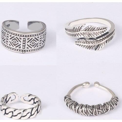 925 Sterling Silver Pin Adjustable opening, antique Thai silver bracelet, fashion ring, Christmas gift, wear outside