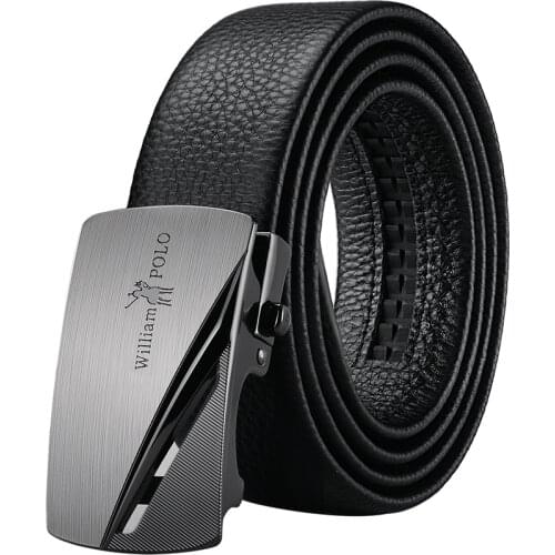 WilliamPolo luxury leather mens alloy automatic buckle belt mens casual business fashion belt 18325p