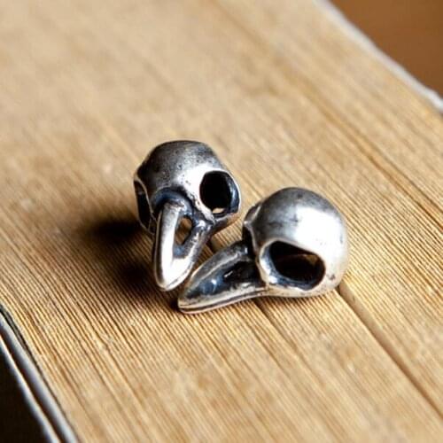 New Design Creative Vintage Style Solid 925 Sterling Silver Bird Skull Stud Earrings Punk Earring Hip Hop Rock Jewelry Gift