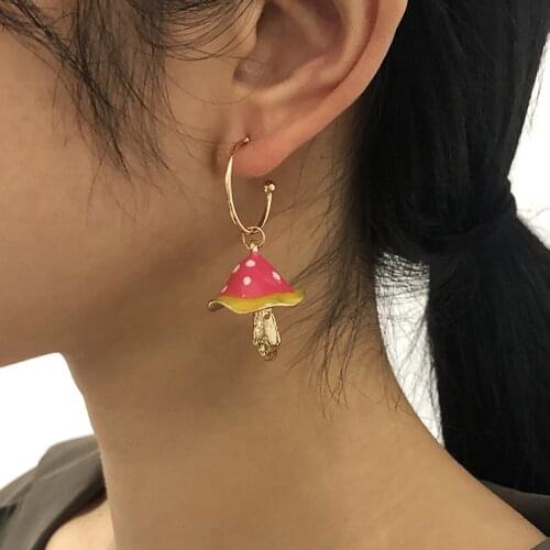 New Cute Mushroom Earrings For Women Fashion Korean Sweet Hoop Earring Statement Female Jewelry Accessories Gift for Girls