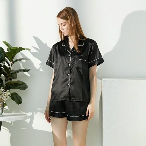 Silk pajamas Satin pajama set 2 Piece Set Short Sleeve Pijamas Women Sleepwear Kids Nightwear Silk Pajamas Set pijamas women