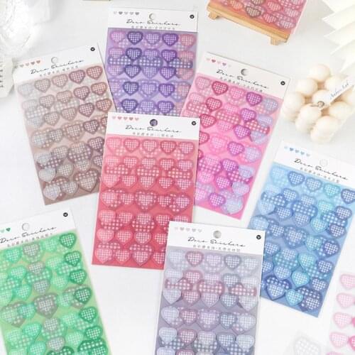 Cute Love Heart Shape Sticker Pvc Kawaii Sticker DIY Diary Scrapbook Decoration School Office Stationery Label