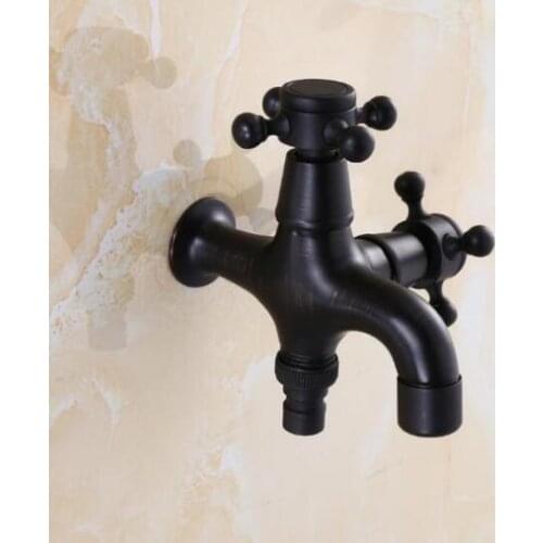 Total brass black oil brushed double using washing machine faucet bathroom corner faucet tap garden outdoor faucet mixer