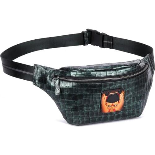 Handmade Genuine Leather Women Men Crocodile Pattern Cowhide Waist Bag Hip Bum Chest Bags Travel Shoulder Crossbody Unisex Bags