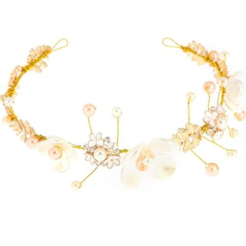 Bridal Crown Gold Headdress Hairbands Flower Baroque Crystal Pearl Queen Tiara Crown Birthday Party Wedding Hair Accessories