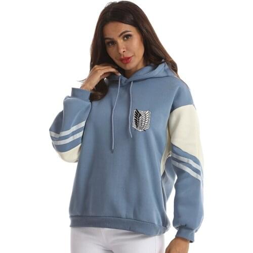 Attack on Titan Hoodie Women Autumn Winter Fleece Casual Harajuku Funny Shield Print Sweatshirt Spell Color Splicing Sweat Femme