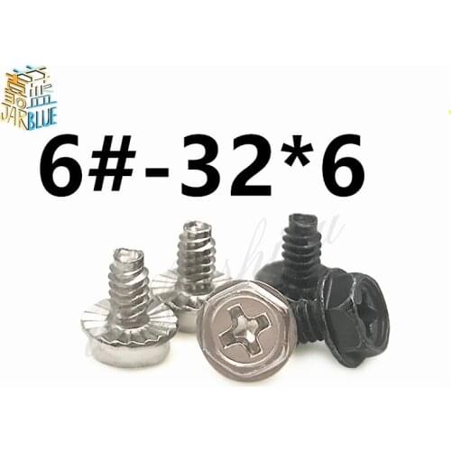 20/50Pcs 6#-32*6 Thread Teeth Outside Hex Computer PC Case Cooling Fan Toolless Adjustment Screw Thumbscrews Thumb Screw