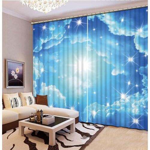 High Quality Customize size Modern blue sky custom curtain fashion decor home decoration for bedroom living room curtain