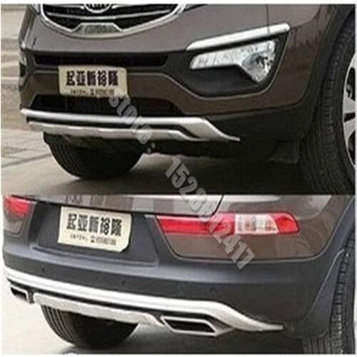 High quality ABS chrome Front + rear bumper protection plate guard for 2011-2017 Kia Sportager