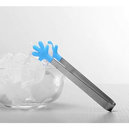 WOFU Direct Shipping 6PCS/lot Stainless Steel Silicone Palm Ice Tong Food Cooking Clip Square Cake Clip Bar Kitchen Tools