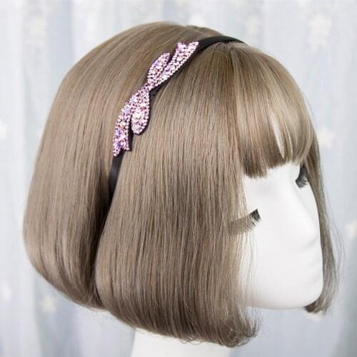 Fashion All-match Sweet Bow Head Wear Luxury Headband for Women Rhinestone Non-slip Border Girl Hairpin Fancy Hair Accessories