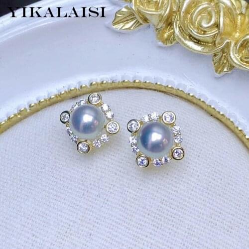 YIKALAISI 925 Sterling Silver Jewelry Pearl Earrings 2020 Fine Natural Pearl jewelry 7-8mm Earrings For Women wholesale