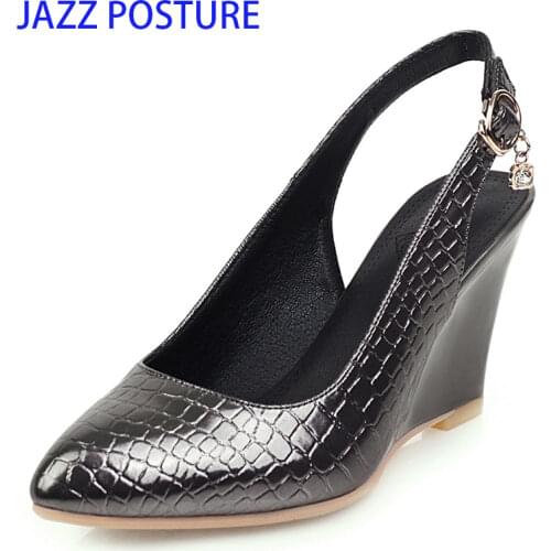 Black White gray Wedge Shoes for Women Wedges High Heeled Ankle Strap Pumps Pointed Toe Elegant Wedding Shoes Ladies z530