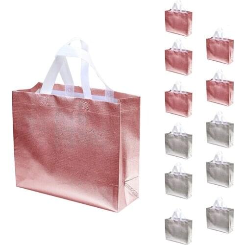 12 Pcs Gift Bags Christmas Shopping Tote Bag Present Bags Glossy Reusable Gift Bags for Party Wedding