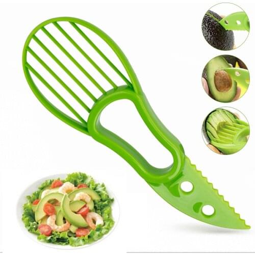 3 In 1 Avocado Slicer Shea Corer Butter Fruit Peeler Cutter Pulp Separator Plastic Knife Kitchen Vegetable Tools Kitchen Gadgets