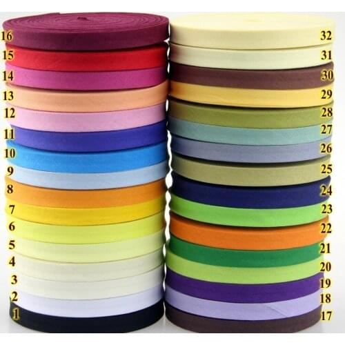 32 Optional 12mm 10m/lot Solid Color Narrow Ironed Single Fold Cotten Bias Binding Tape Table Cloth Garment Sewing Accessories