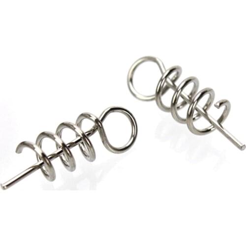 50PCS or 100PCS/lot Fishing Hook Soft Bait Spring Centering Pins Fixed Latch Needle Spring Twist Crank Lock For Soft Lure Latch