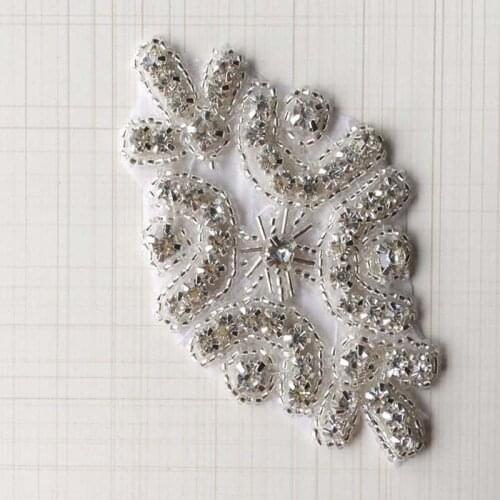 Free Shipping 20pcs/lot 3.7" Rhinestone Applique Embroidery Patch Wedding Bridal DIY Accessories Rhinestone Patch LSAP010