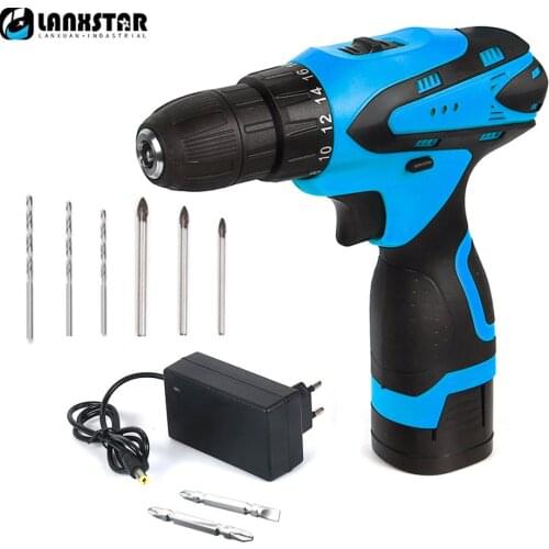 LANXSTAR 16.8V Lithium Ion Battery Dual Speed Cordless Drill Mini Screwdriver Wireless Multifunction Drill Power Driver