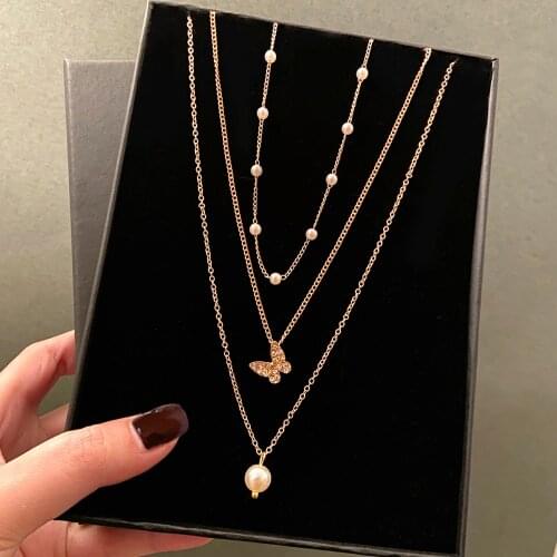 FNIO New Arrival 2021 Fashion Chain Necklace Butterfly Coin Necklaces Gold Color Necklace Choker Jewelry For Women gift