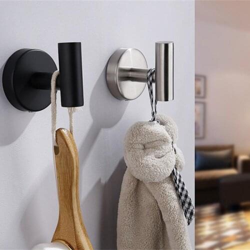 2Pcs Black Robe Hooks Towel Hook For Bathroom Clothes Coat Hook Bedroom Robe Hook Livingroom Kitchen Accessories Key Holder