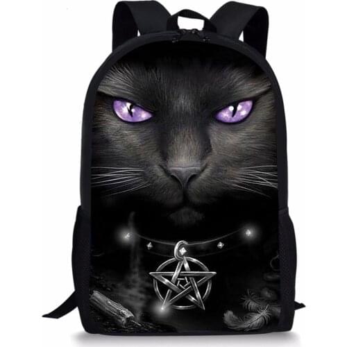 Childrens Backpack Cartoon Gothic Cats Prints Pattern School Bag Kids Cute Book Bag Teenager Girls Schoolbags Mochila