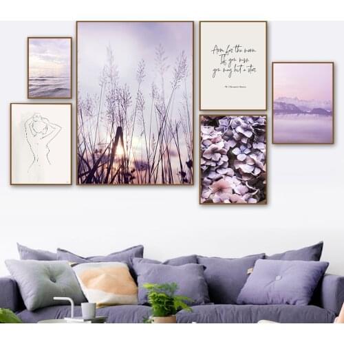 Purple Hydrangea Hyacinth Reed Dandelion Wall Art Canvas Painting Nordic Posters And Prints Wall Pictures For Living Room Decor