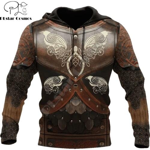 Viking Armor Tattoo 3D Printed Autumn Men Hoodies Unisex Pullovers Zip Hoodie Casual Street Tracksuit Cosplay Clothing DW664