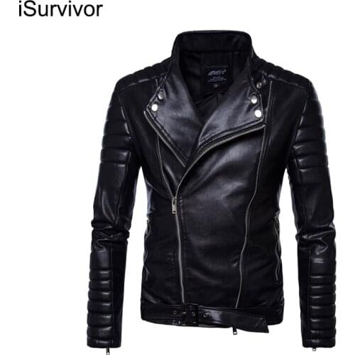 ISurvivor 2021 Foreign Trade Youth Mens Motorcycle Leather Jacket Motorcycle Leather Jacket Fold Leisure Fashion Trend City