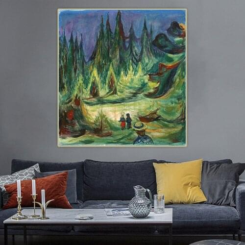 Der Marchenwald, by Edvard Munch Canvas Art Oil Painting Artwork Aesthetic Picture Wall Backdrop Hanging Decor Home Decoration