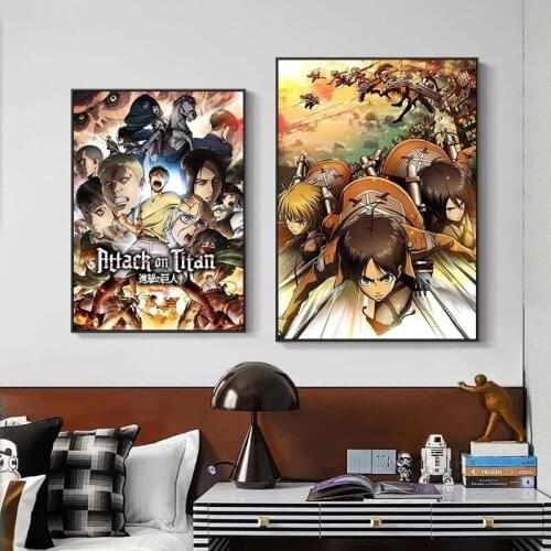 Classic Japanese Anime Posters Attacking Giant Posters and Prints Mural Art Picture for The Living Room Decoration Cuadros