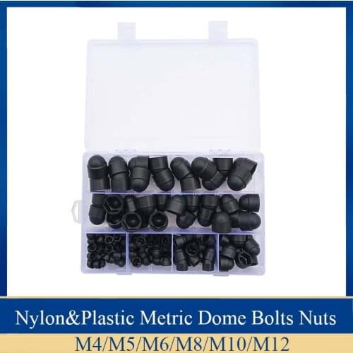 6Sizes Bolt Cover Nylon&Plastic Metric Dome Bolts Nuts Head Caps M4/M5/M6/M8/M10/M12 145pcs Hex Screws Bolt Cover Kit with Box