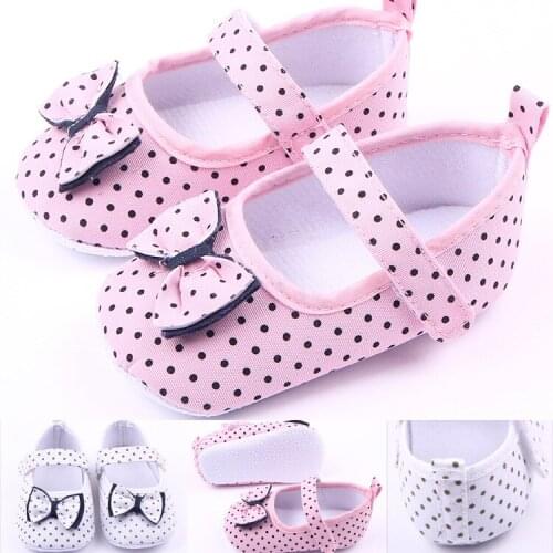 Baby Summer Shoes Newborn Toddler Boy Girl Anti-slip Sole Crib Shoe Bowknot Dot Print Casual Sneaker for 0-12 Months Infant