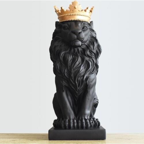 Nordic Style Fashion Simple Black and White Ornaments Crown Lion Resin Ornaments Art Exhibition Rack Model Room Soft Decoration