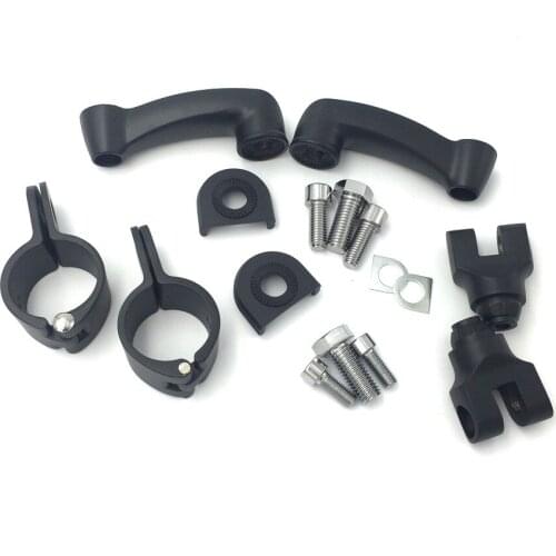 Motorcycle BLACK 360 Degree Adjustable Highway Peg Mounting Kit For any Bike Equipped with 1-1/2 inch (1.5") Front Engine Guard