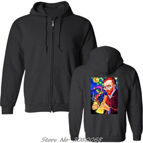 Bong Weed Eleven Vincent Van Gogh Bonnie Clyde Paris Hoodies Men Zipper Fleece Sweatshirts Streetwear Hoody