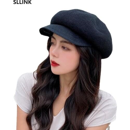 New Korean version Japanese fashion linen Beret outdoor leisure painter hat breathable duck tongue hat winter hats for women