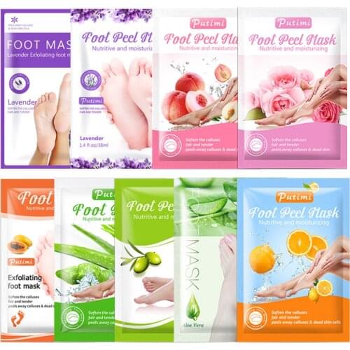 PUTIMI 9Pack Exfoliating Foot Mask Whitening Moisturizing Anti-wrinkle Foot Peel Mask Remove Dead Skin Pedicure Socks Foot Patch