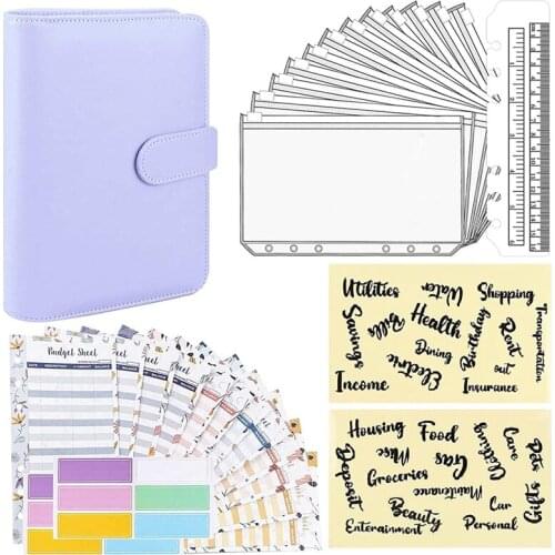A6 PU Notebook Binder And 12 Envelopes System Budget Planning Organizer Binder Budget Money Cash Envelope